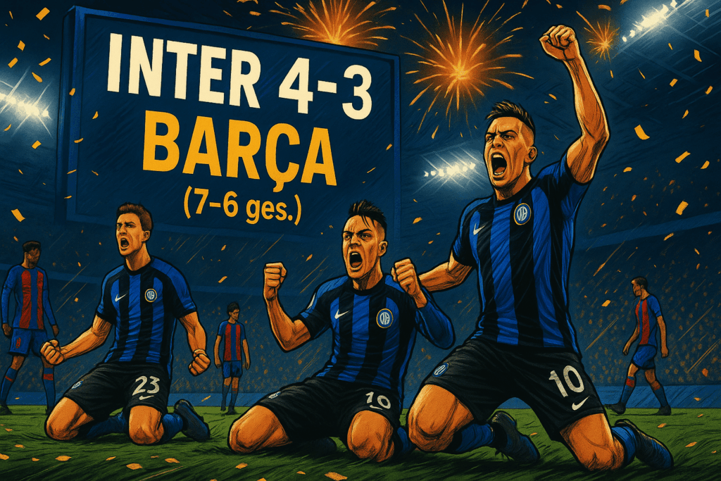 Spieler von inter Mailand feiern den Finaleinzug in der UEFA Champions League nach dem 4:3 Erfolg gegen den FC Barcelona