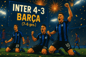 Spieler von inter Mailand feiern den Finaleinzug in der UEFA Champions League nach dem 4:3 Erfolg gegen den FC Barcelona
