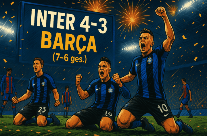 Spieler von inter Mailand feiern den Finaleinzug in der UEFA Champions League nach dem 4:3 Erfolg gegen den FC Barcelona